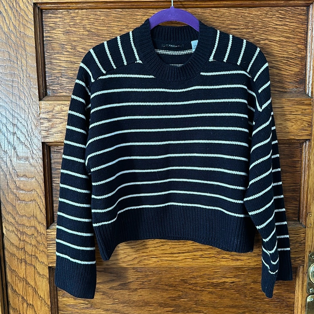 Stripe crewneck cropped sweater NWOT